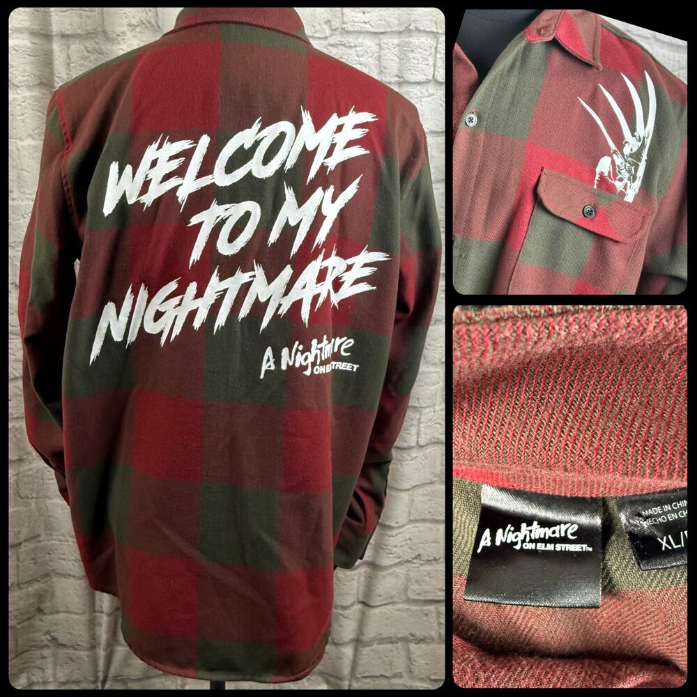 Freddy Krueger Nightmare On Elm Street Flannel Men's XL Welcome To My Nightmare